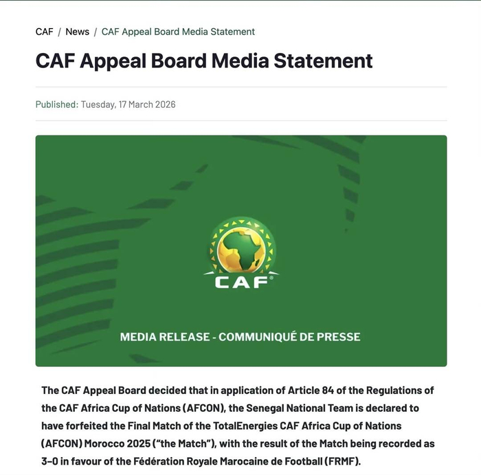 塞内加尔决赛弃权遭判负 摩洛哥重夺非洲杯冠军